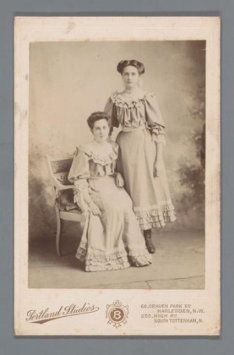 Studio portrait of two unknown women