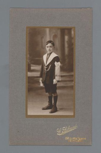 Portrait of an unknown boy in communion clothing