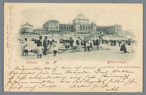 View of the beach at Scheveningen, with the Kurhaus in the background