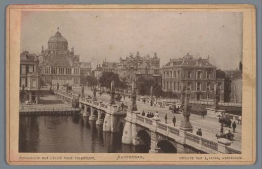 View of the Hogesluis in Amsterdam, with the Palace for Industry in the background