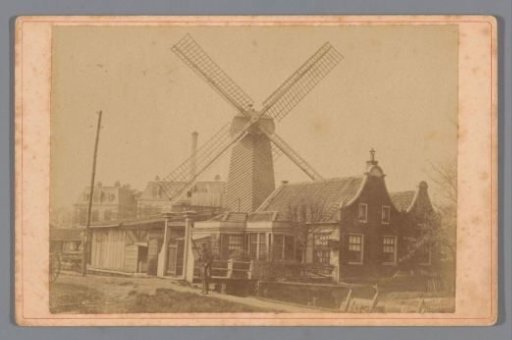 View of Mill De Eendracht on the Vijfhoekweg in Amsterdam