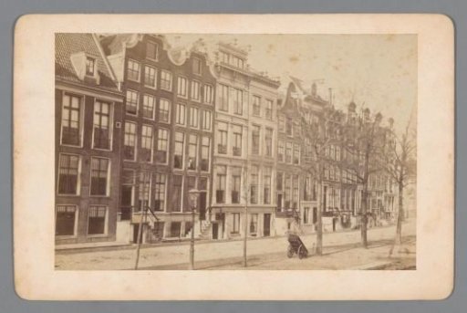View of a row of houses on the Amstel in Amsterdam
