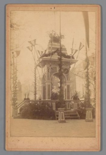 Decorated arch on the Thorbeckeplein in Amsterdam during the April Festivals of 1887