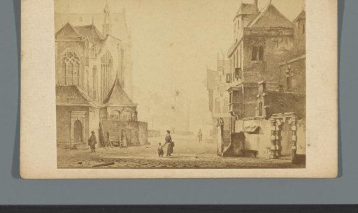 Photoreproduction of a drawing of a view of a city by Cornelis Springer