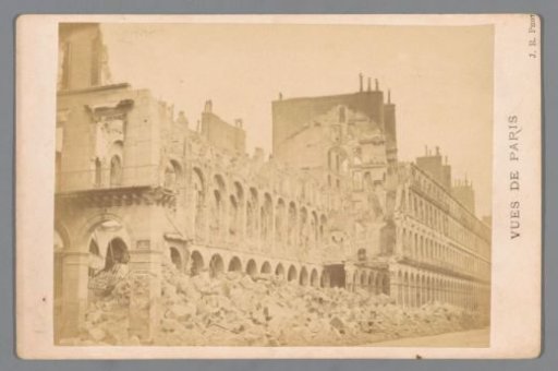 View of the Ministry of Finance in Paris after the fire caused by the Paris Commune