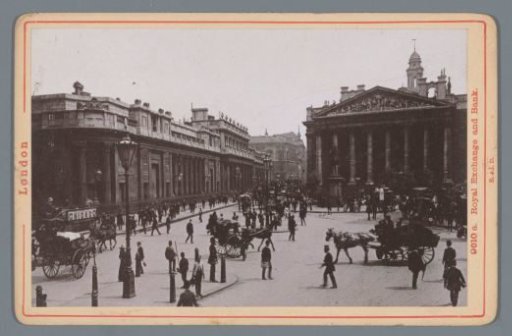 View of the Royal Exchange and Bank in London