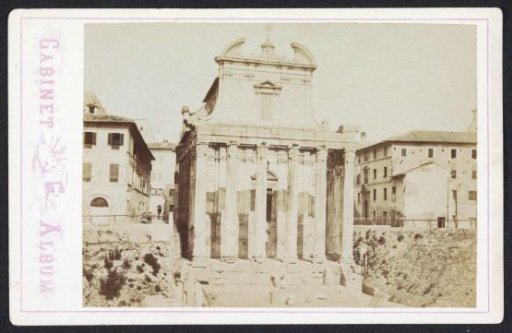 View of the Temple of Antonina and Faustus on the Roman Forum in Rome
