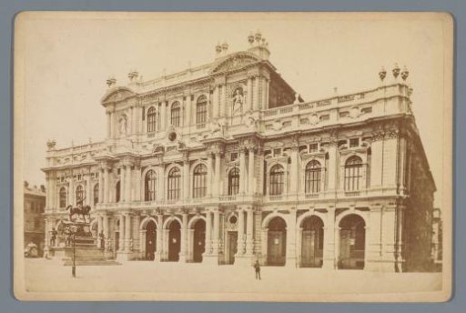 View of the façade of Palazzo Carignano in Turin