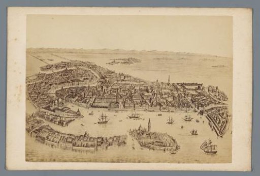Photographic reproduction of a drawn panorama of Venice