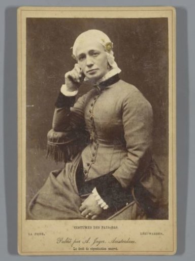 Portrait of an unknown woman with headdress according to the costume of Leeuwarden, Friesland