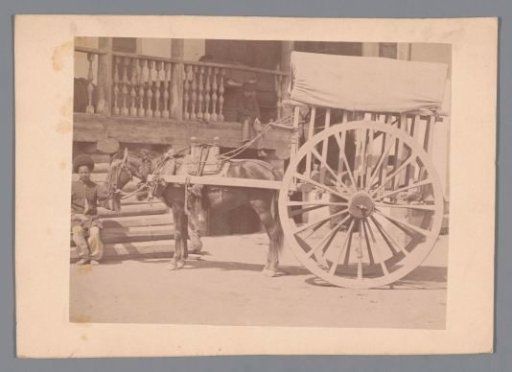 Man with a horse and cart, presumably in Baku, Azerbaijan