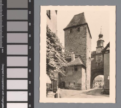 View of a tower and a gate in Rothenburg ob der Tauber