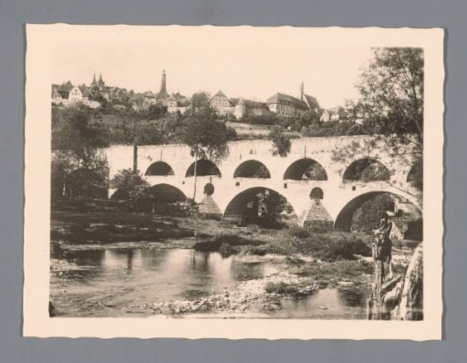 View of the Tauberbrücke in Rothenburg ob der Tauber