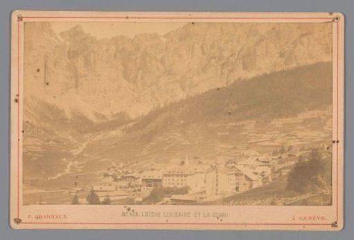 View of Leukerbad and the Gemmipass in Switzerland