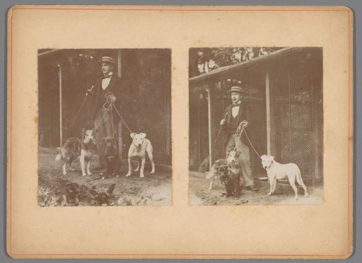 Portrait of an Unknown Man with Dogs by a Kennel, Probably in the Netherlands