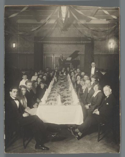 Group Portrait of Unknown Members of a Society at a Set Table
