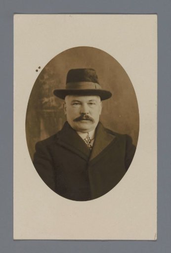 Portrait of an unknown man with a mustache and a hat