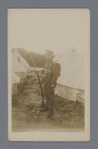 Portrait of an Unknown Soldier with a Bayonet in a Camp