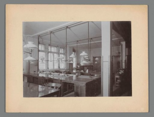 Office with electric lighting