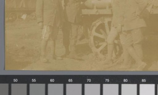 Portrait of four soldiers around a cart (probably) at Peteano
