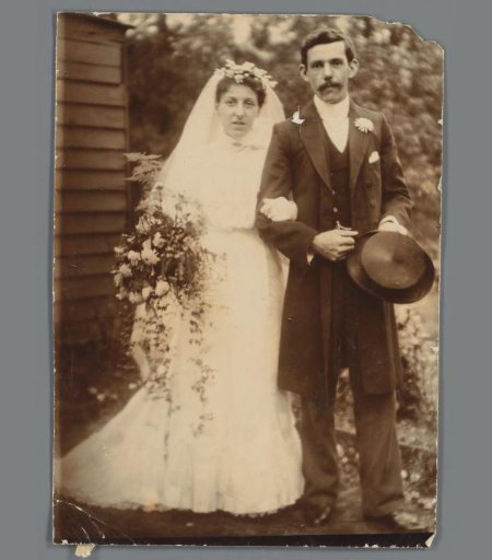 Marriage portrait of an unknown man and woman