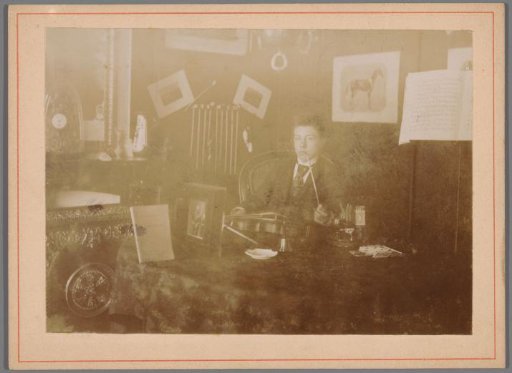 Portrait of Student van Haeften with Violin and Pipe in His Room in Wageningen