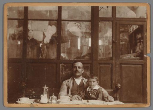 Man (Possibly the Proprietor) with a Young Boy, Hotel Scheltema, Damrak, Amsterdam