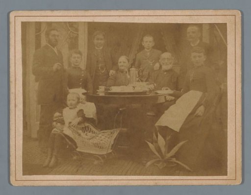 Group Portrait of an Unknown Family Around a Table
