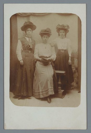 Studio portrait of three unknown women