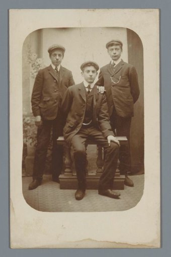 Studio portrait of three unknown young men