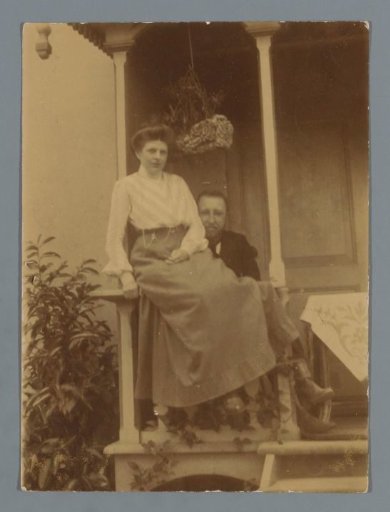 Portrait of an Unknown Couple on the Veranda of a House