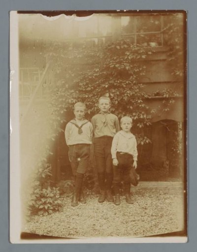Portrait of Three Unknown Boys in a Garden