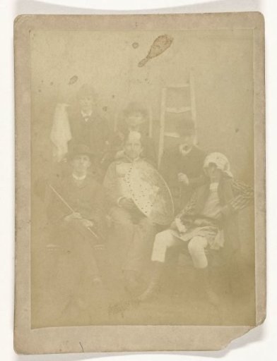 Group Portrait of Six Students, Two of Whom in Masquerade Costume