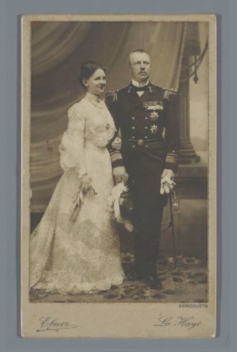 Portrait of Queen Wilhelmina and Prince Hendrik in Lieutenant-Commander's Uniform