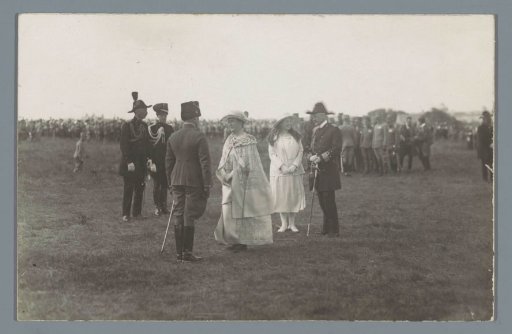 Royal Family on a grassy field before a crowd