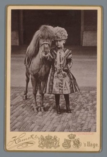 Portrait of Princess Wilhelmina with her pony