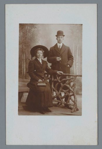 Studio portrait of an unknown man and woman