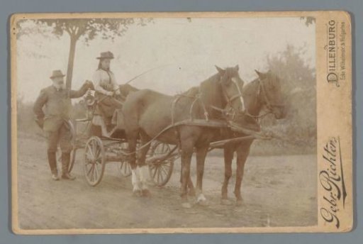 Unknown Man and a Girl on a Horse-Drawn Carriage