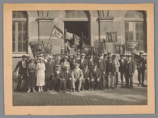 Group Portrait of Members of the Socialist Cyclists on a Terrace