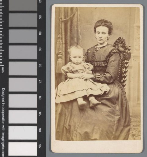 Portrait of an unknown woman with a child on her lap