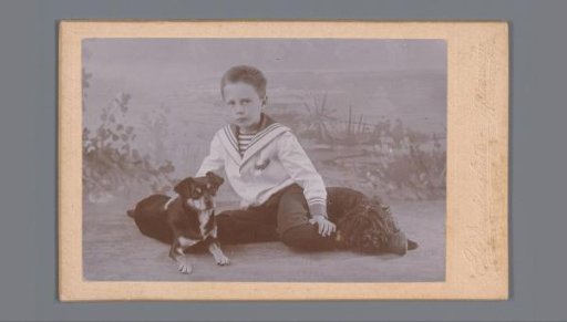 Portrait of an Unknown Boy with Two Dogs