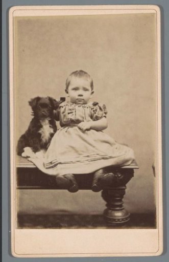 Portrait of an Unknown Child with a Dog on a Table