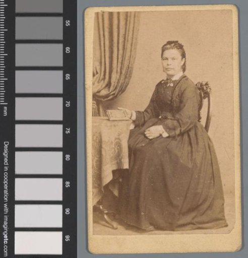 Portrait of an unknown woman with a book at a table