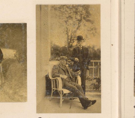 Benoît-Constant Coquelin with another man on a veranda