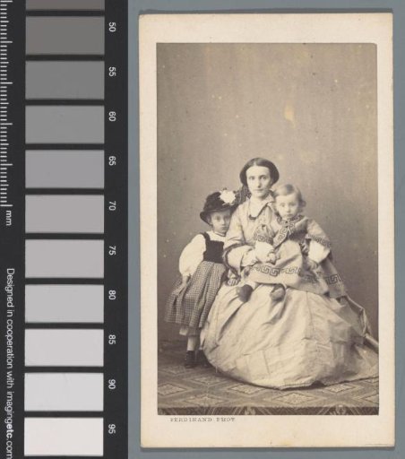 Portrait of an unknown woman with two children