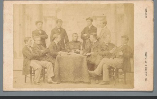 Group portrait of unknown young men and an unknown clergyman