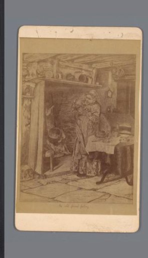 Photographic Reproduction of a Drawing with an Old Woman in a Kitchen