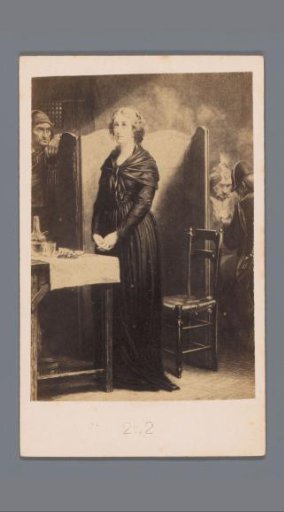 Photographic reproduction of a print of a praying woman