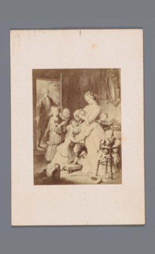 Photographic reproduction of a painting of Werther seeing Lotte with her brothers and sisters, after Wilhelm von Kaulbach