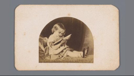 Photographic reproduction of a painting of a reading girl